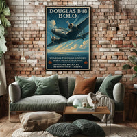 Douglas B18 Bolo Vintage Poster Print Aviation Wall Art