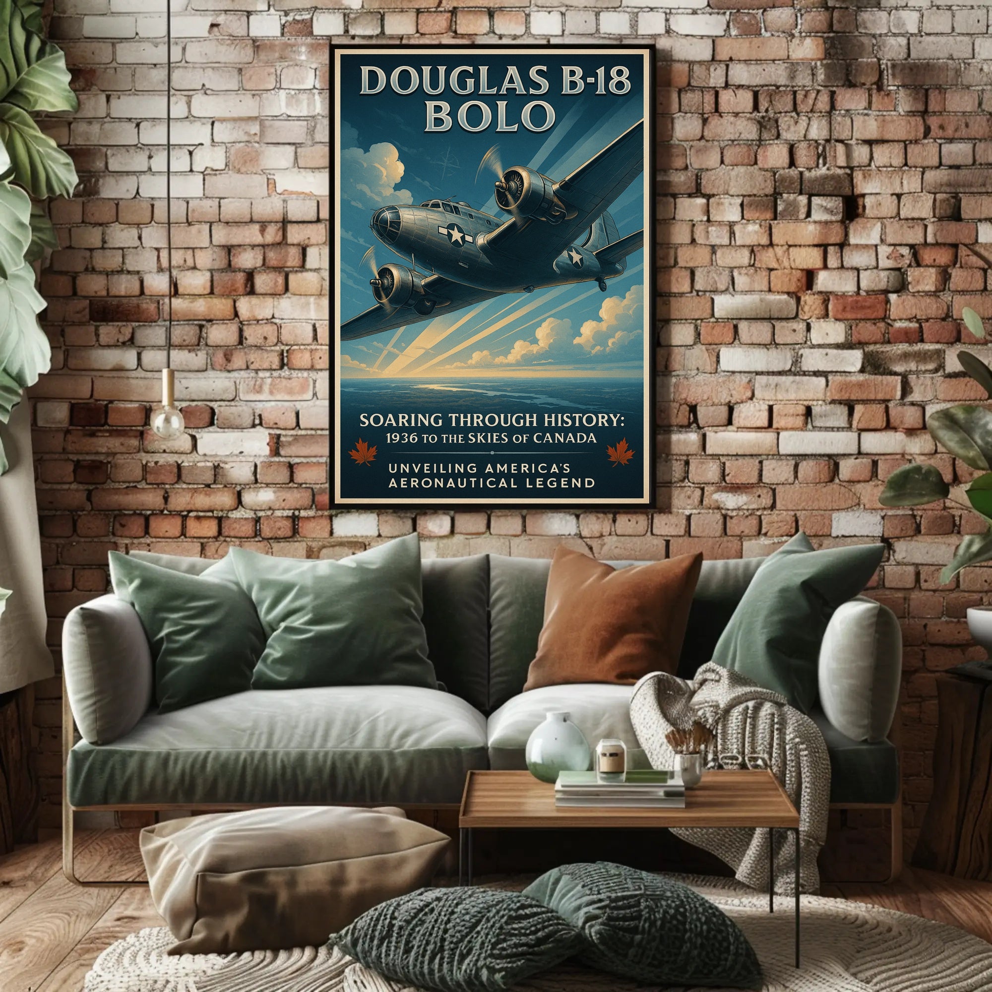 Douglas B18 Bolo Vintage Poster Print Aviation Wall Art