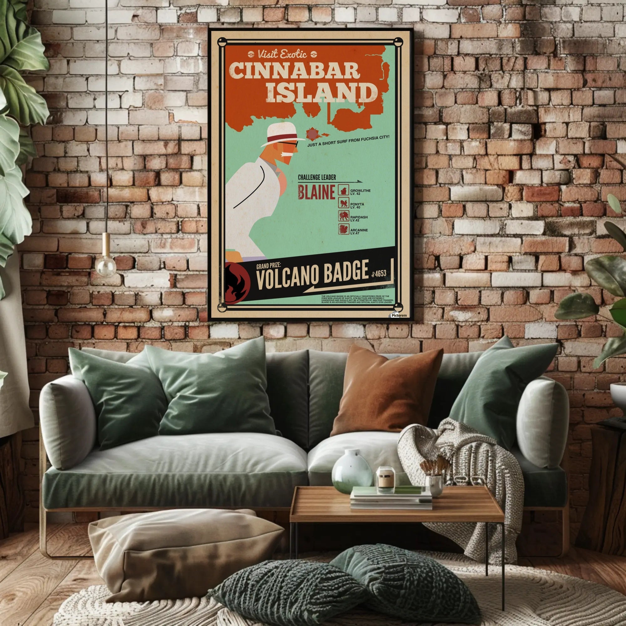 Cinnabar Island Retro Poster: Pokémon Adventure Travel Poster PosterGoat
