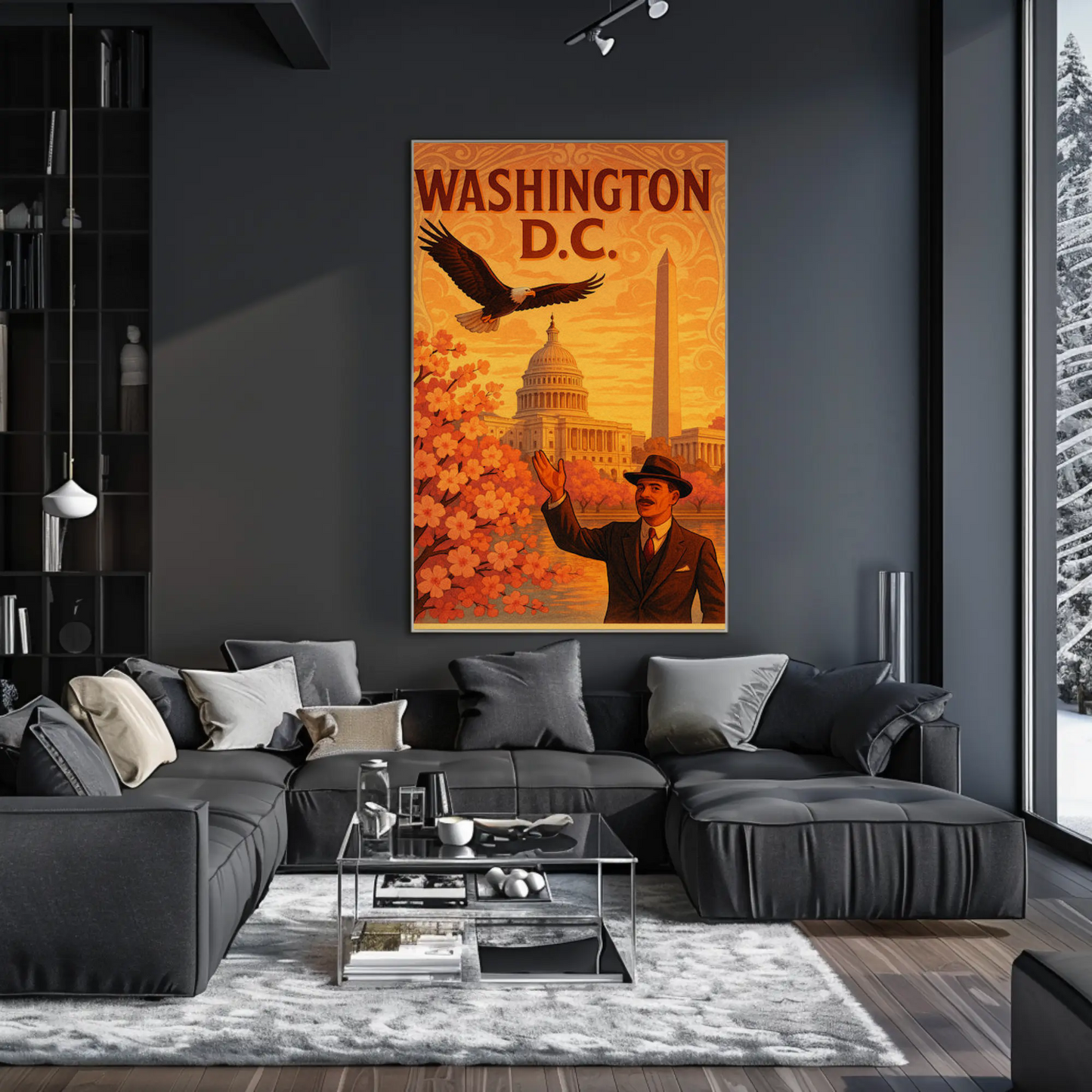 Washington DC Cherry Blossoms Capitol Eagle Travel Poster