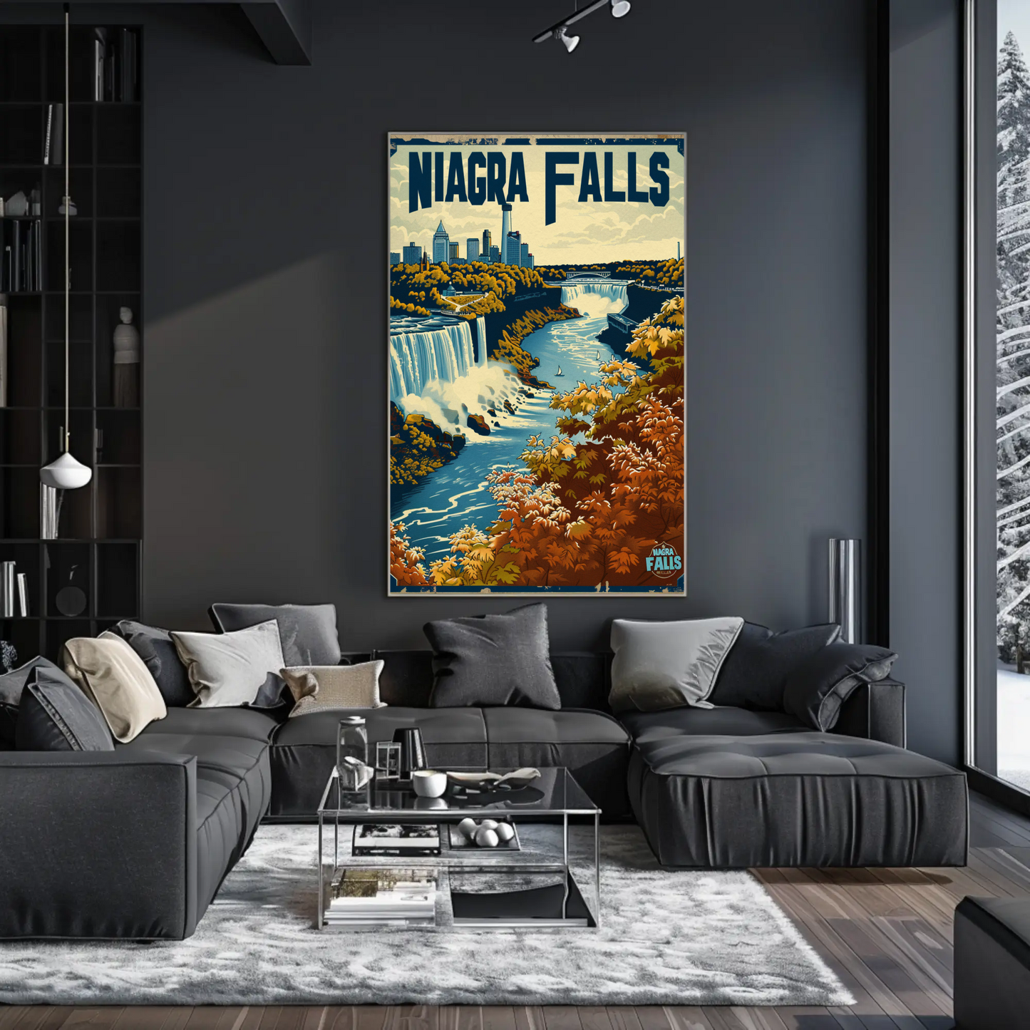 Niagara Falls Autumn Waterfall Travel Poster