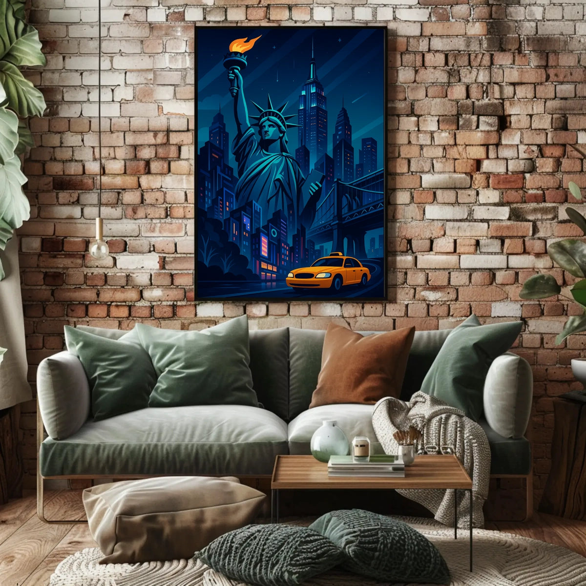 New York City Nightscape Poster Modern Urban Glow Wall Art