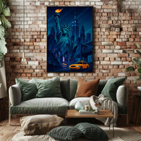 New York City Nightscape Poster Modern Urban Glow Wall Art
