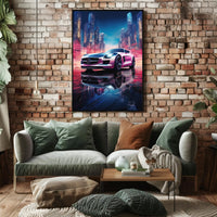 Futuristic Sports Car in Neon City Futuristic Sci-Fi Poster