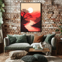 Tranquil Sunset Over Red Mountains Poster