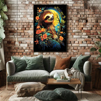 Serene Sloth In Bloom Poster