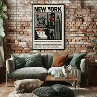 New York Landmarks Poster Modern Travel Skyline Wall Art
