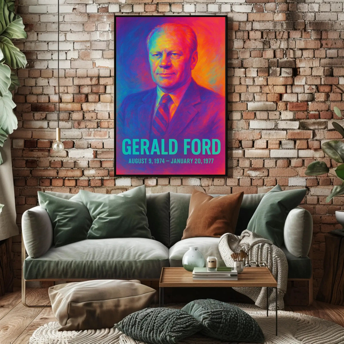 Gerald Ford 38th President of the United States Neon Gradient Overlay Poster