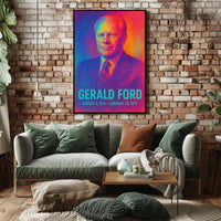 Gerald Ford 38th President of the United States Neon Gradient Overlay Poster