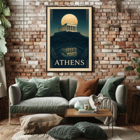 Athens The Parthenon Under Moonlight Poster