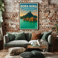 Bora Bora Vintage Travel Poster: Serene Overwater Paradise PosterGoat