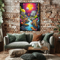 Futuristic Alien Landscape in Vibrant Colors Sci-Fi Poster