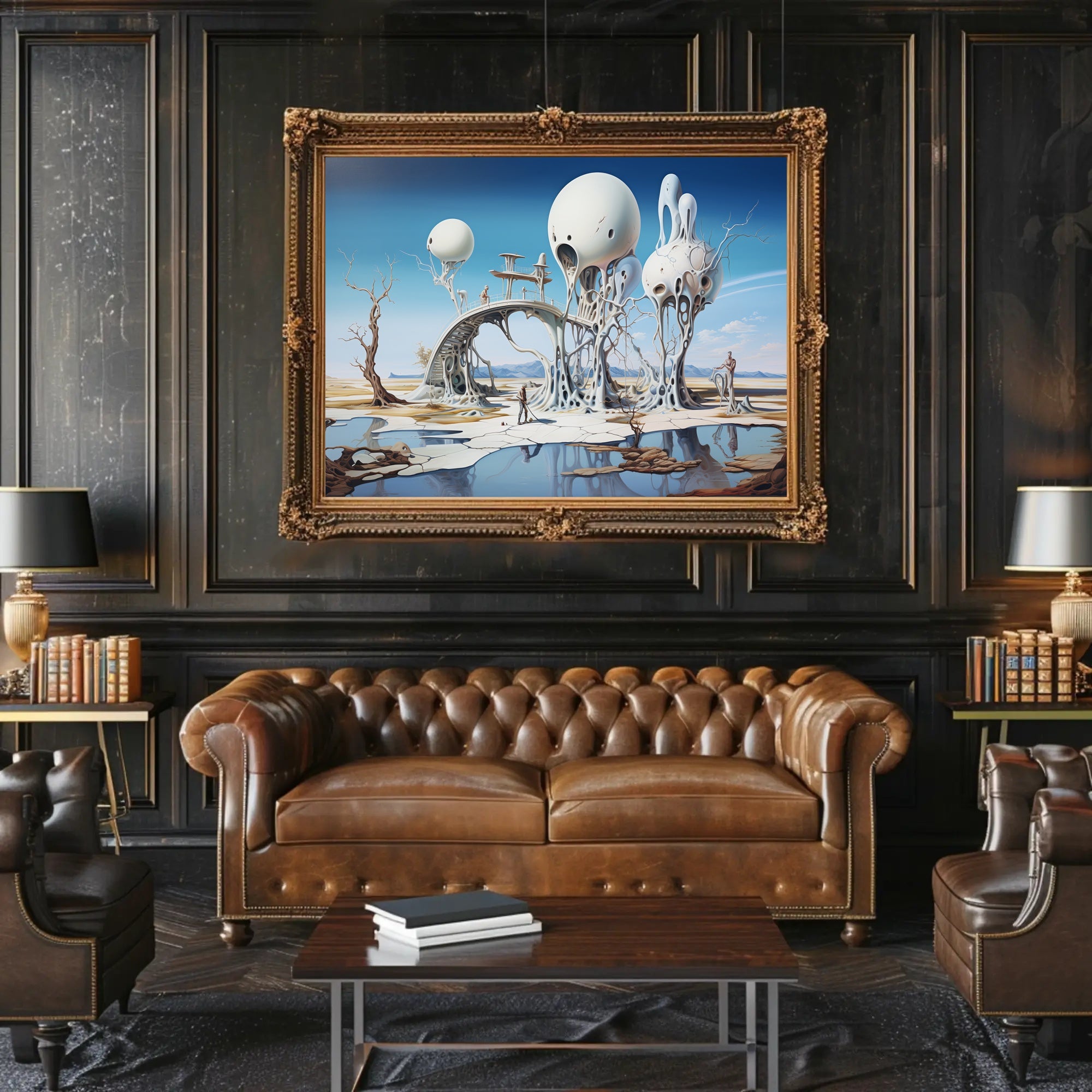 Surreal Structures on Stilts in Sci-Fi Poster