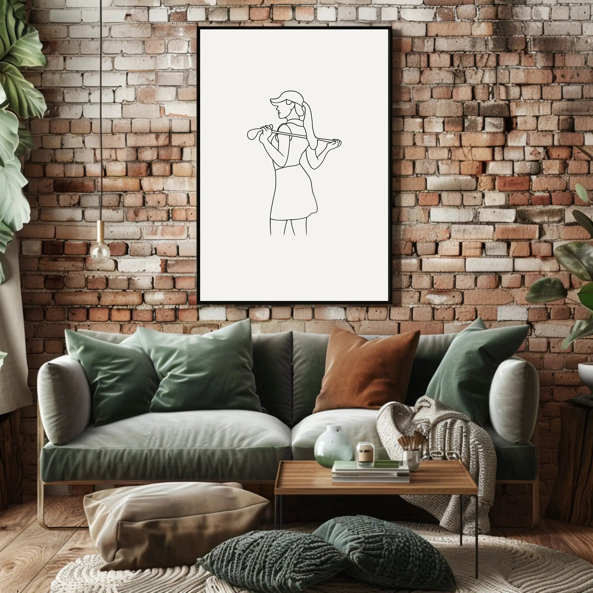 Minimalist Woman Golf Line Drawing Sports Poster