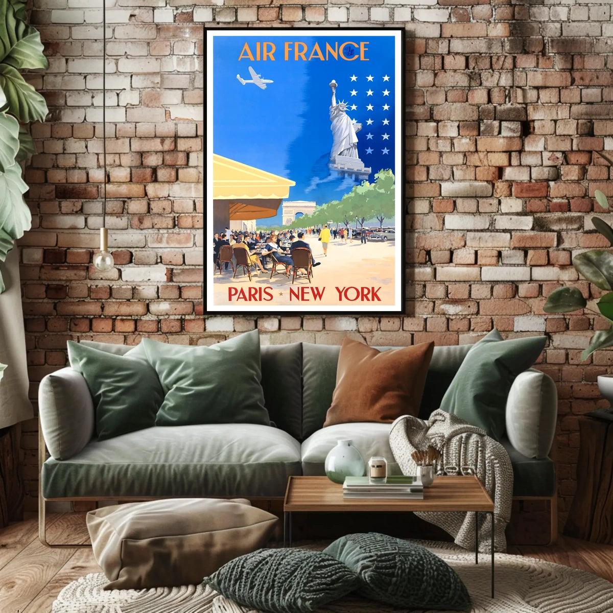 Air France Travel Poster Vintage Paris New York Wall Art