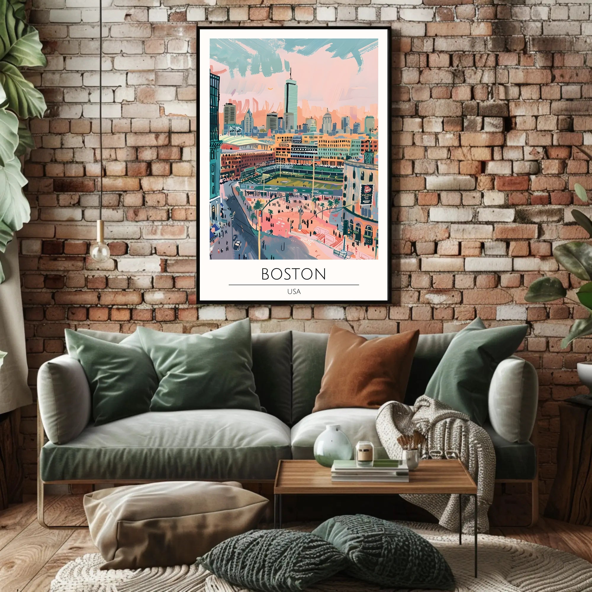 Boston Cityscape Illustration Poster PosterGoat