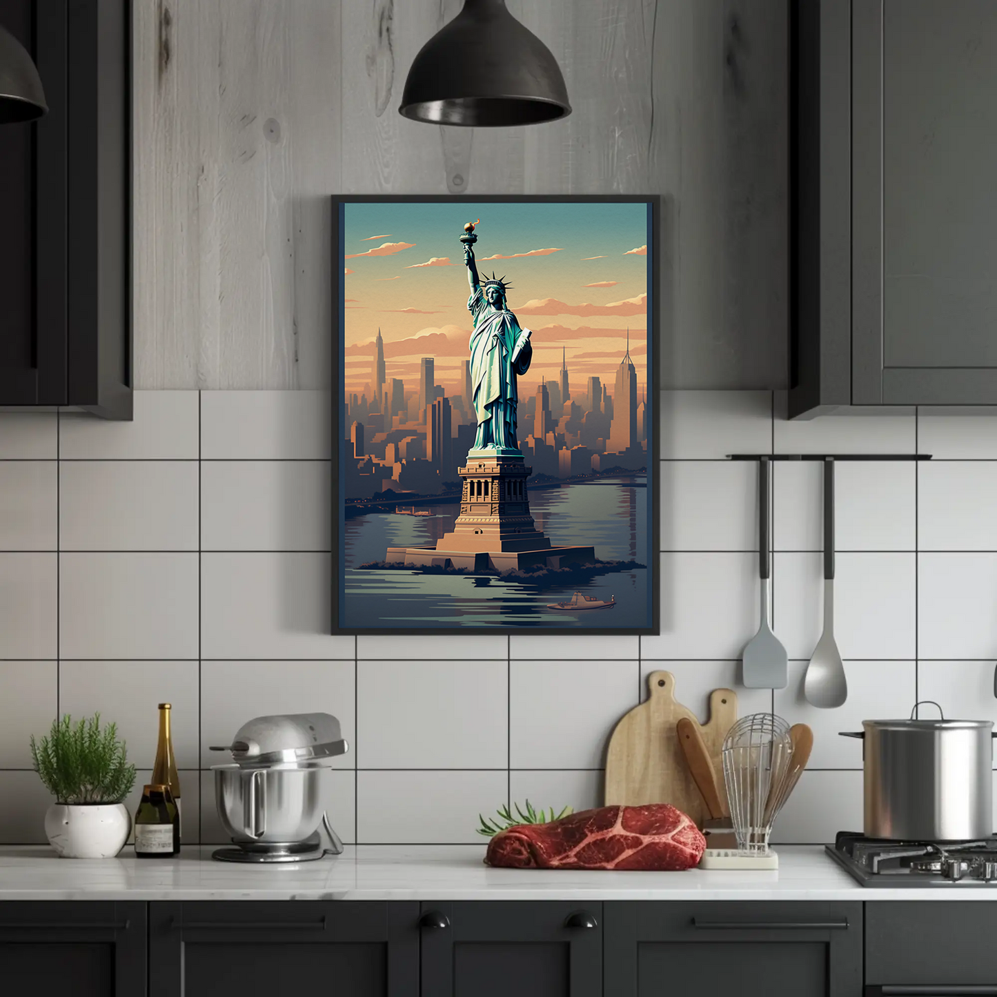 New York Liberty Vintage Travel Poster