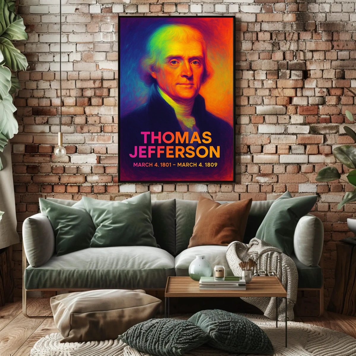 Thomas Jefferson 3rd President of the United States Neon Gradient Overlay Poster