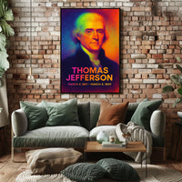 Thomas Jefferson 3rd President of the United States Neon Gradient Overlay Poster