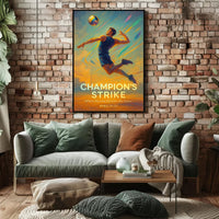 Champion's Strike Energetic Volleyball Action Sports Poster PosterGoat