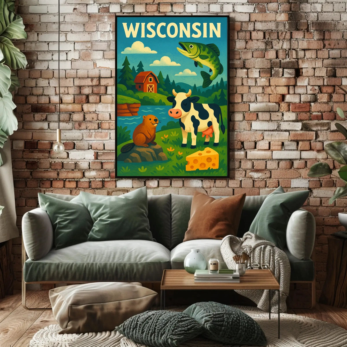 Classic Wisconsin Wildlife Agriculture Poster