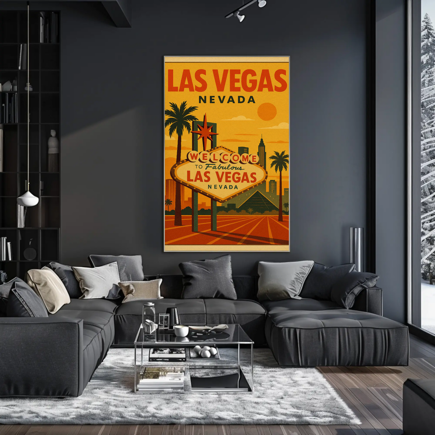 Sunset Las Vegas Nevada Welcome Sign Retro Poster