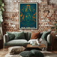 New York City Poster Iconic Skyline Home Decor Landmarks