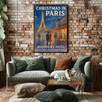 Paris Christmas Noël Midnight Vintage Poster
