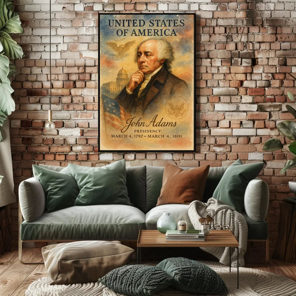 John Adams Early U.S. Presidency Historical Poster