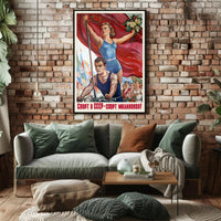 Soviet Sports Propaganda Athletic Poster Celebrating National Unity