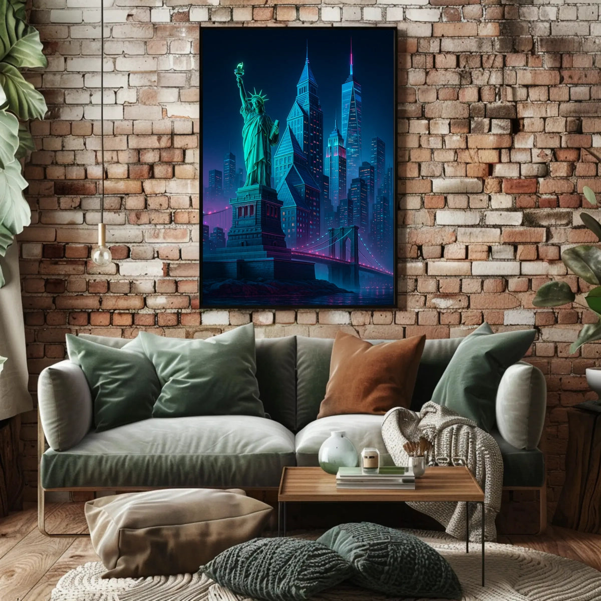 New York City Poster Modern Neon Urban Skyline Wall Art