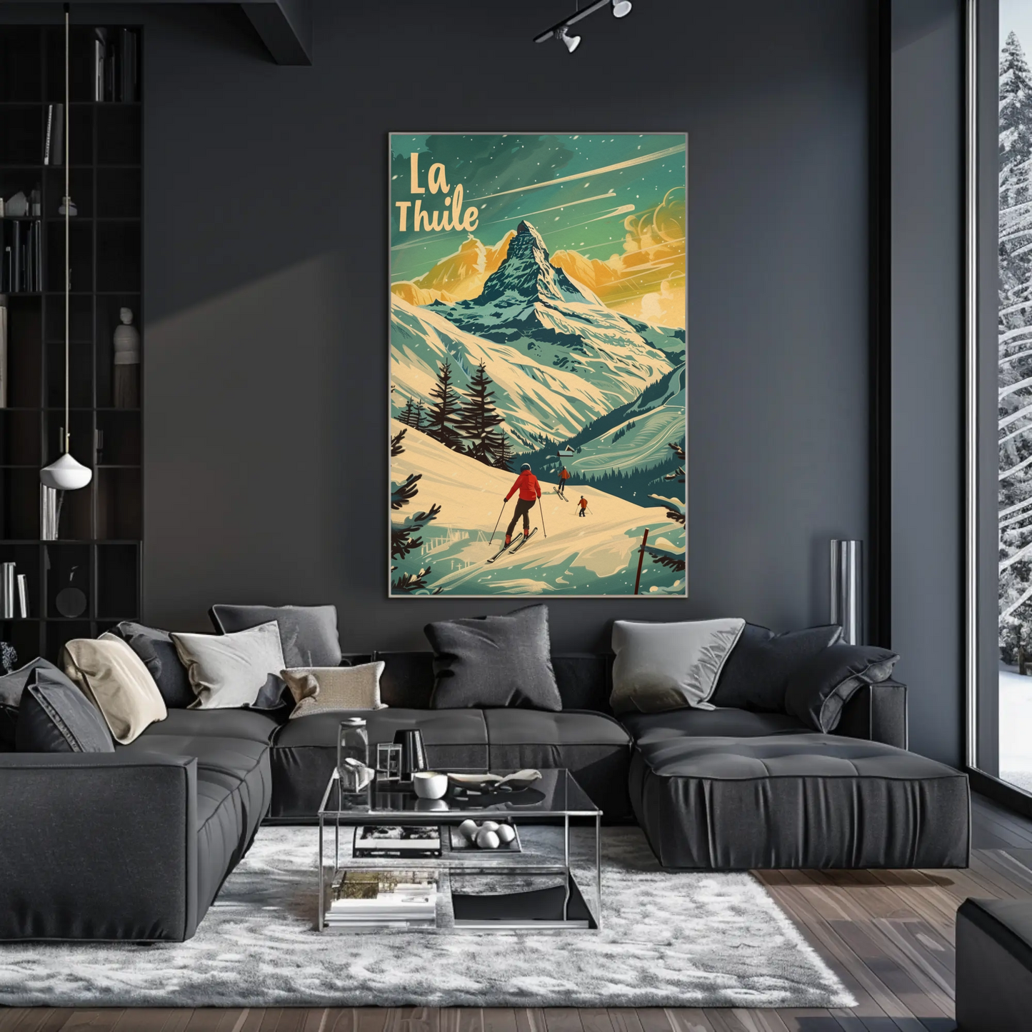 La Thuile Skiing Alps Sunset Travel Poster