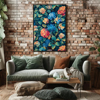 Vibrant Hydrangea Blossom: Ultra-Realistic Artistic Poster