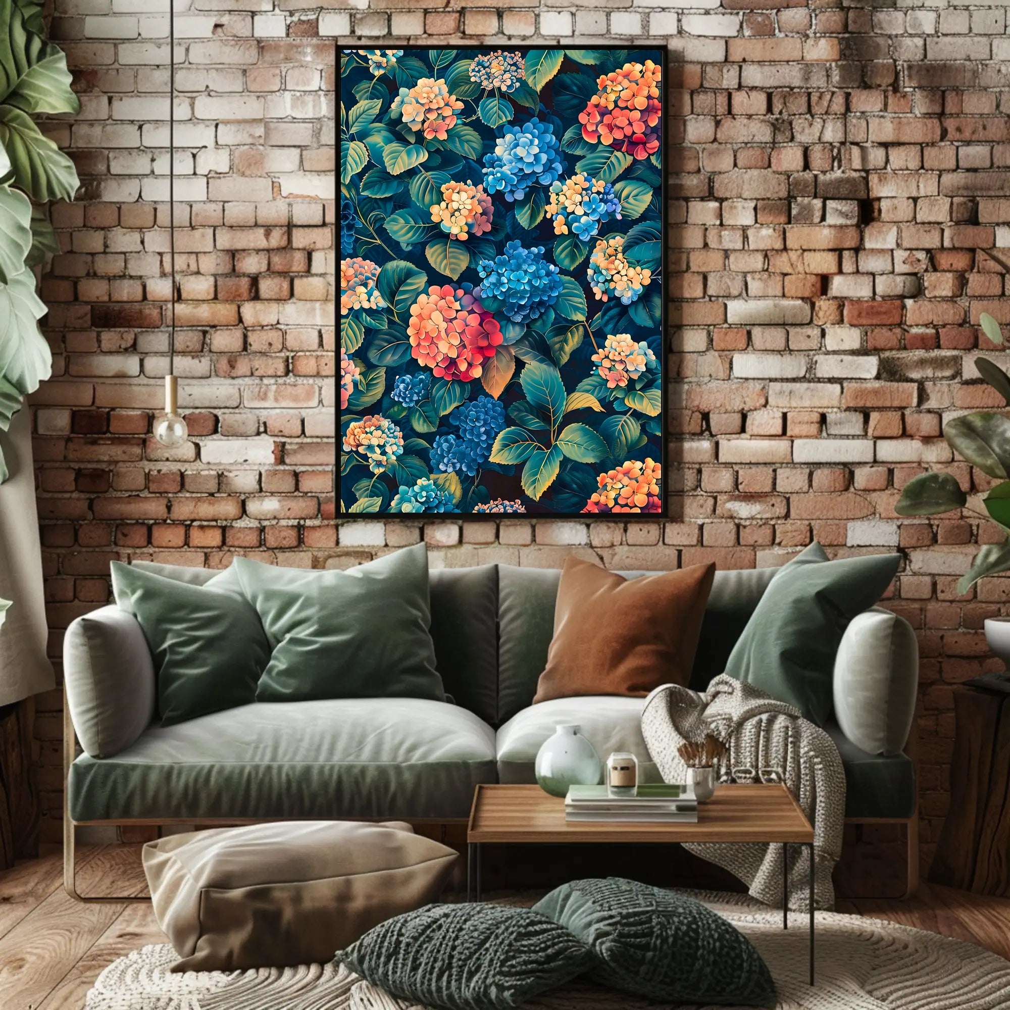 Vibrant Hydrangea Blossom: Ultra-Realistic Artistic Poster