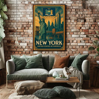 New York City Poster Vintage Iconic Travel Wall Art