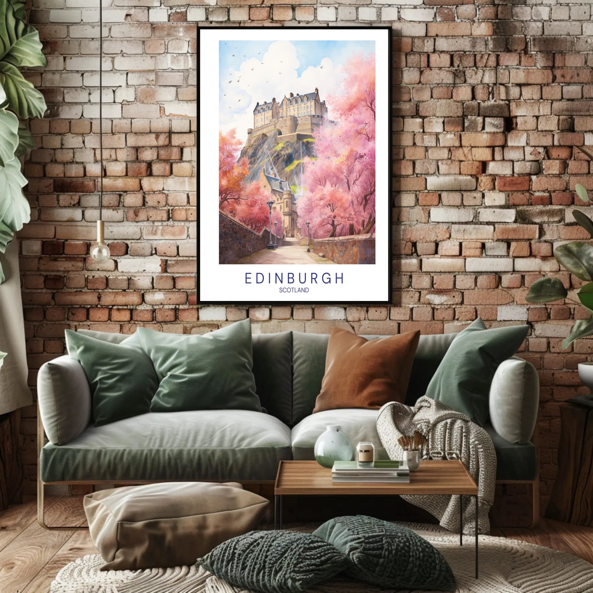 Edinburgh Castle Blossoms: Travel Art Poster PosterGoat