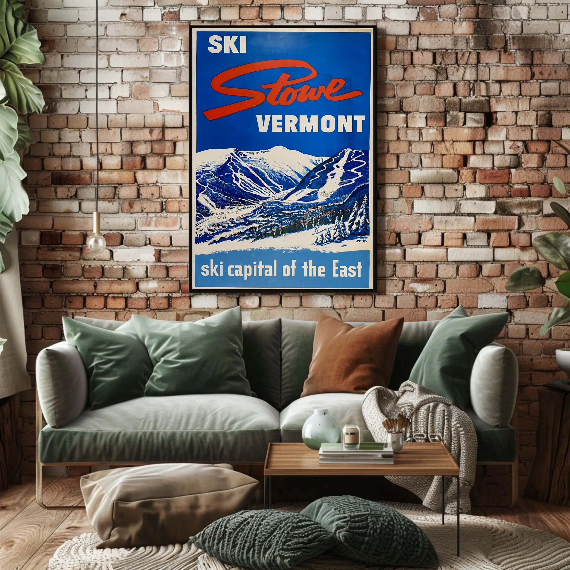 Vintage Ski Adventure in Stowe Travel Poster PosterGoat