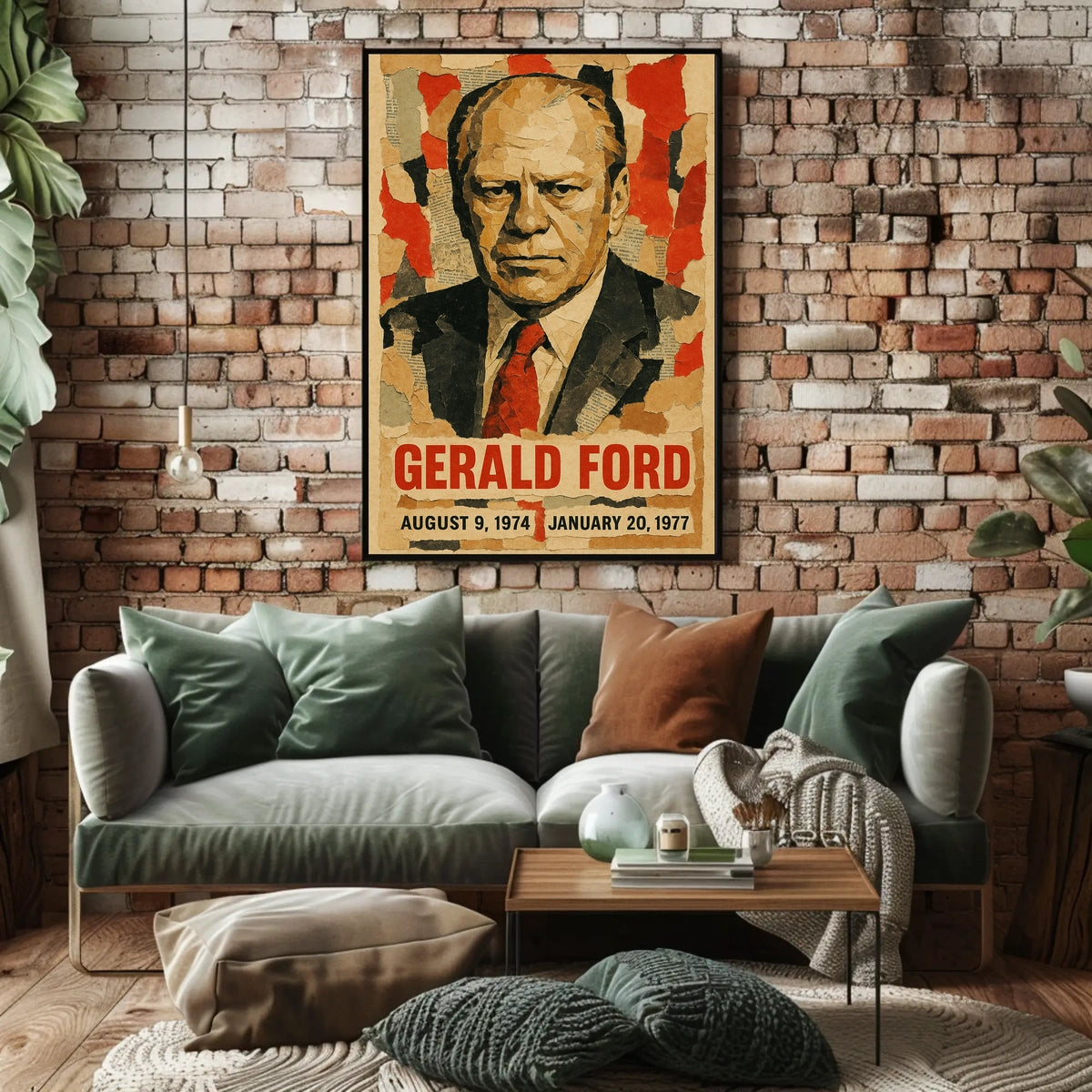 Gerald Ford 38th President of the United States Layered paper Collage Poster