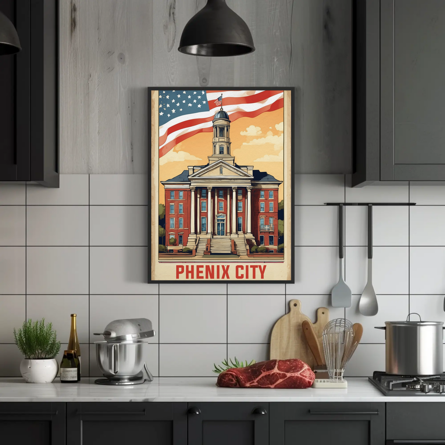 Phenix City Alabama Vintage Travel Poster Artwork