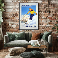 Vintage Sun Valley Winter Adventure Travel Poster PosterGoat