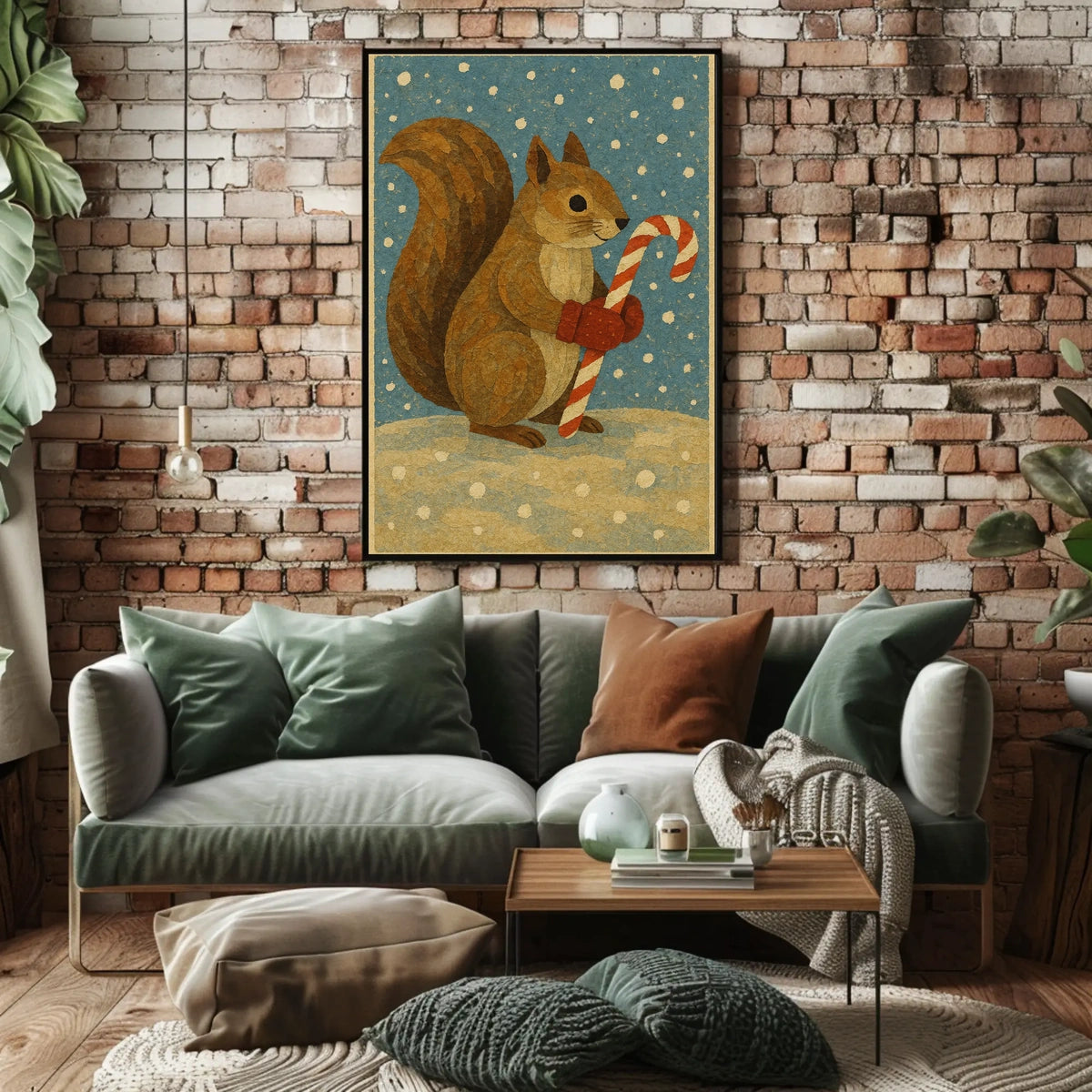 Squirrel Candy Cane Poster