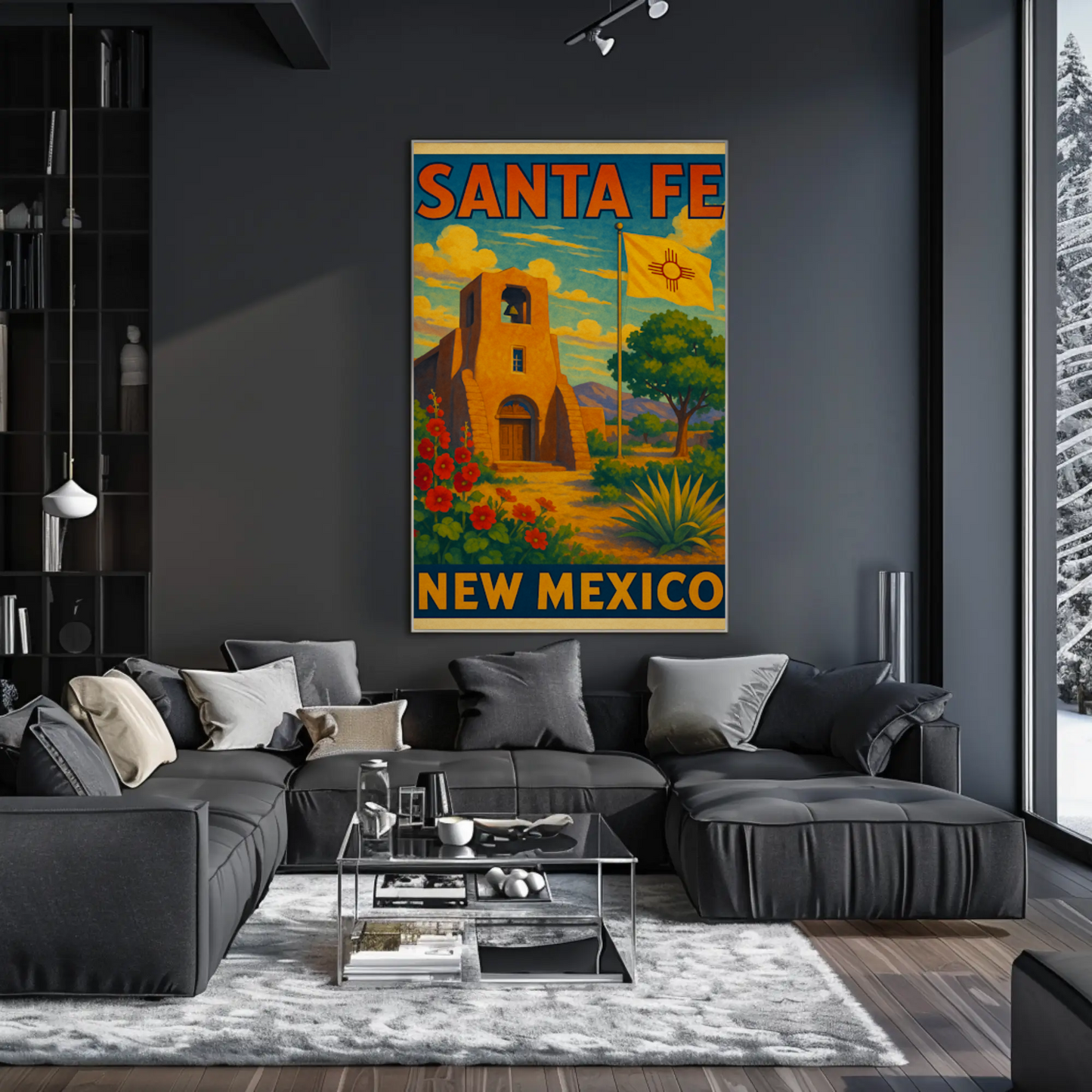 Santa Fe Adobe Charm, Mid-Century Travel Poster