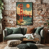 Golden Gate Bridge Retro San Francisco Travel Poster