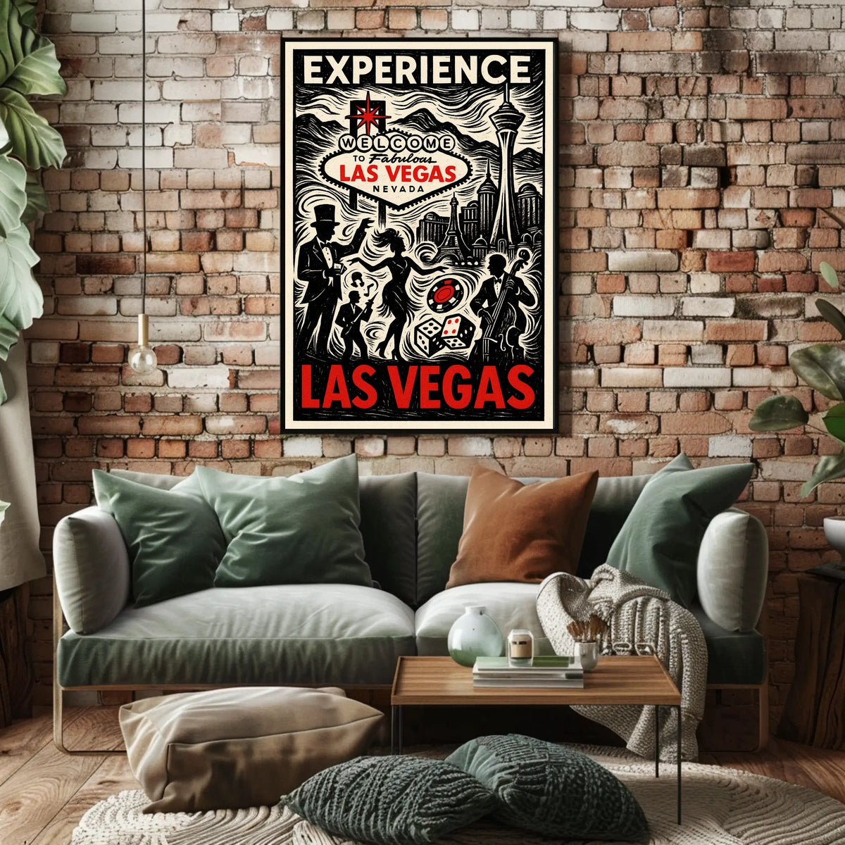 Las Vegas Poster Vibrant Neon Nightlife Wall Decor Fans