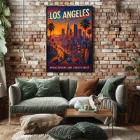 Los Angeles Sunset Cityscape Urban or Cityscape Poster