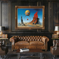 Surreal Desert Fantasy with Tentacled Spheres Art Poster