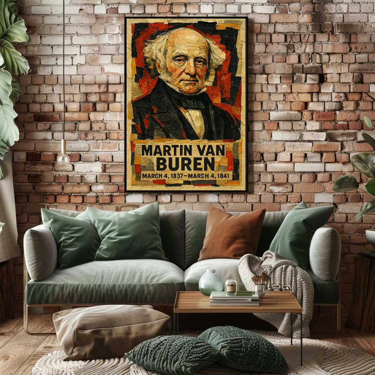 Martin Van Buren 8th President of the United States Layered paper Collage Poster
