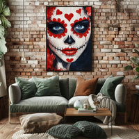 Day of the Dead Face Face Makeup Red Hearts Poster