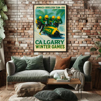 Jamaica Bobsleigh Team 1988 Winter Poster