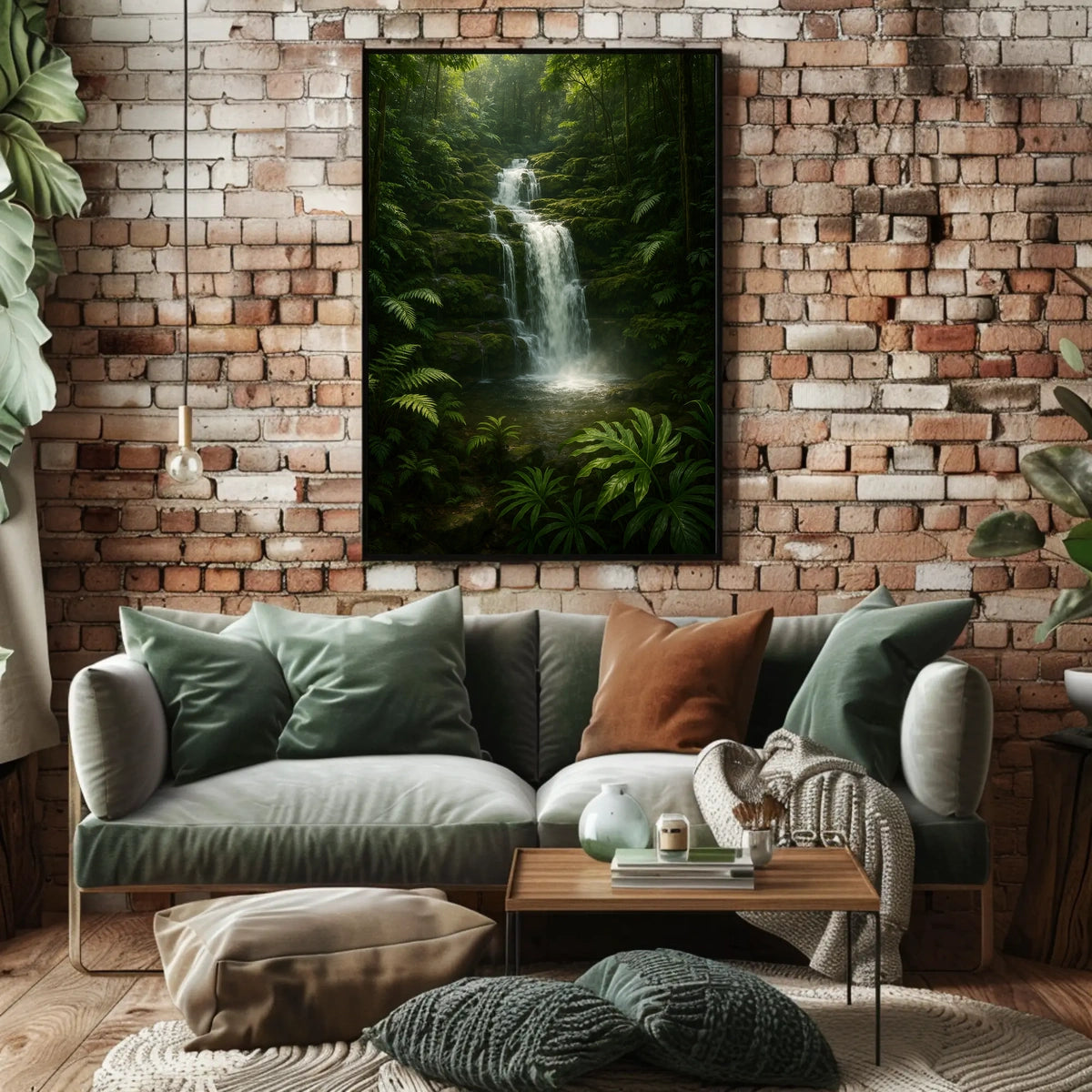 Serene Forest Waterfall Poster
